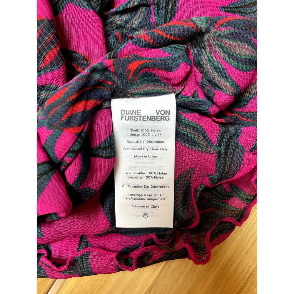 DVF Diane Von Furstenberg Printed Midi Stretchy Dress Orchids Aster Size XS - Picture 7 of 7